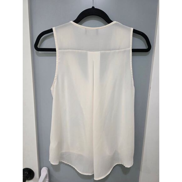 ASTR Cream Sleeveless Blouse Size S | Draped Surplice V-Neck Chiffon Tank Top - Picture 6 of 7